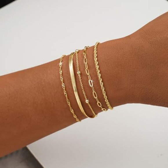 Adjustable Gold Plated Bracelet Minimalist Dainty Everyday Elegant Women's - Picture 3 of 8